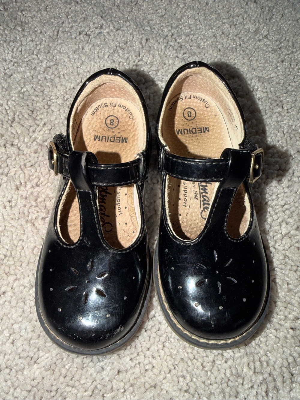 Footmates Black Patent T-Strap Mary Jane Kids Shoes